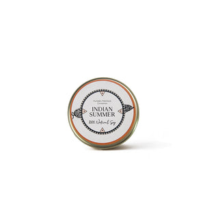 LODGE's 4oz travel tin candle in the scent Indian Summer.