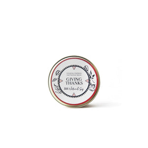 LODGE's 4oz travel tin candle in the scent Giving Thanks.